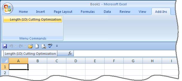 How to start 1DCutX in Excel 2007.